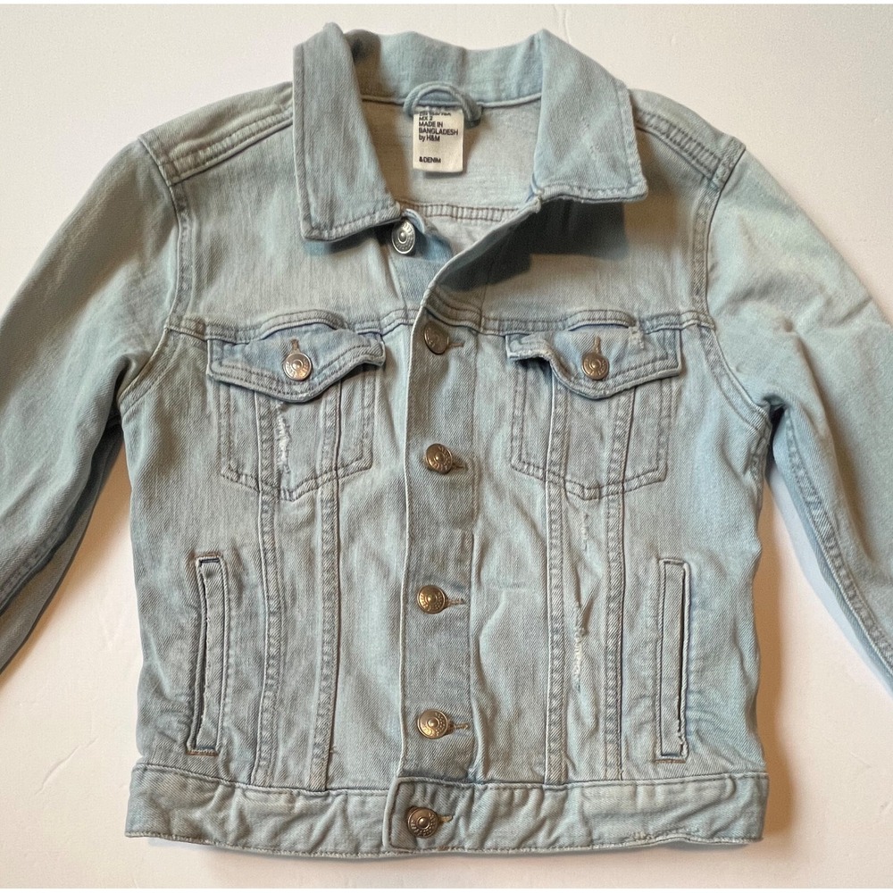H&M - Women's Distressed Light Wash Jean Jacket - Size 2